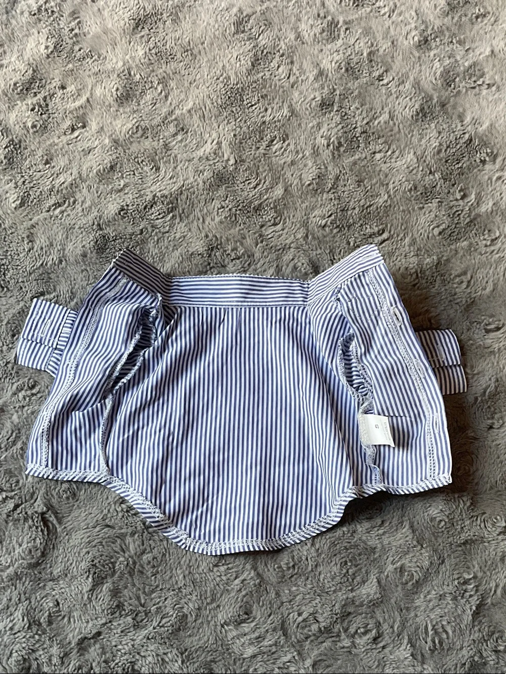 Striped Blue & White Button-Up Dog Shirt with Collar NWOT